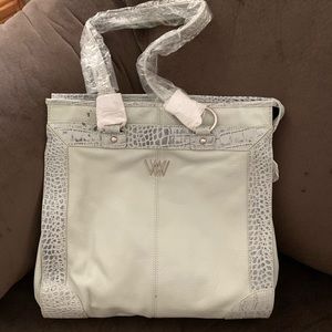 Wendy Williams leather grey shoulder bag